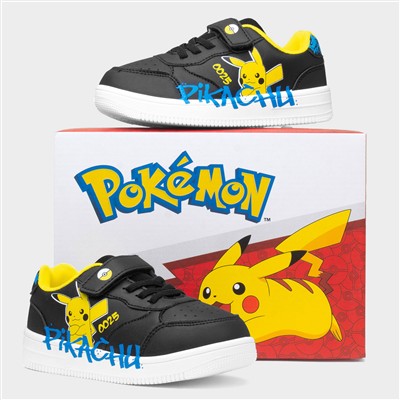 Kids Black Easy Fasten Trainer