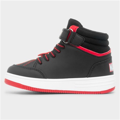 Kids Black Hi-Top Easy Fasten Shoe