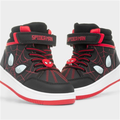 Kids Black Hi-Top Easy Fasten Shoe