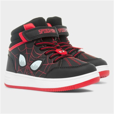 Kids Black Hi-Top Easy Fasten Shoe