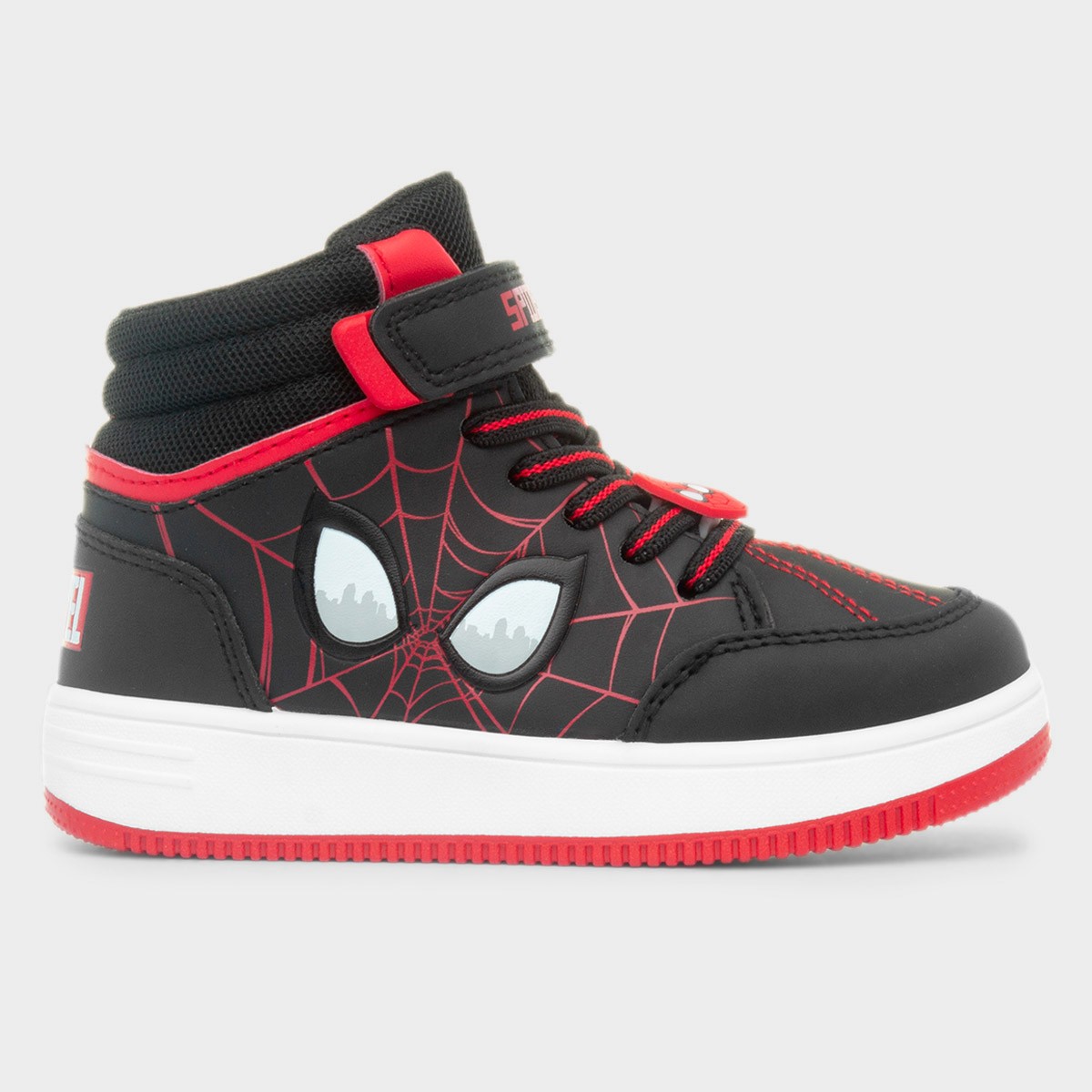 Kids Black Hi-Top Easy Fasten Shoe