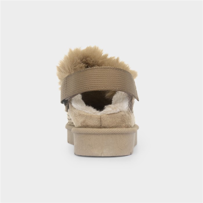 Eliza Girls Khaki Diamante Mule Shoe