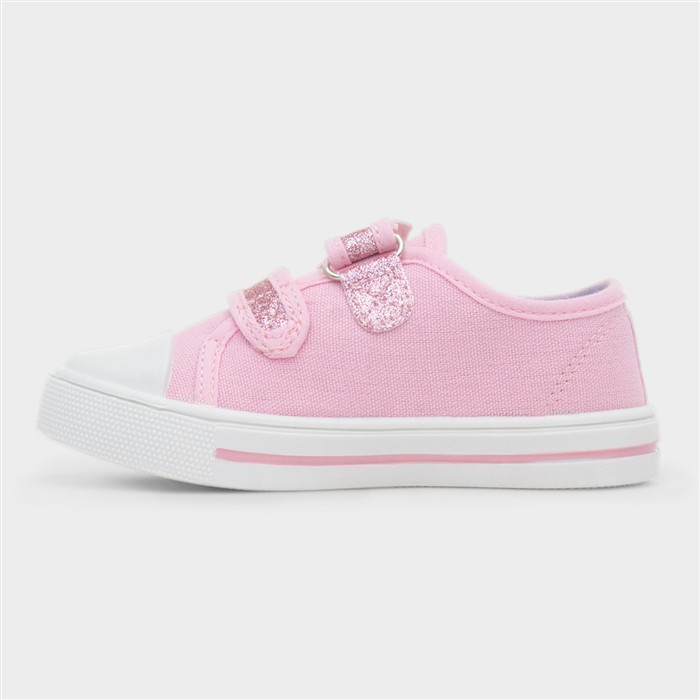 Kids Pink Easy Fasten Glitter Canvas