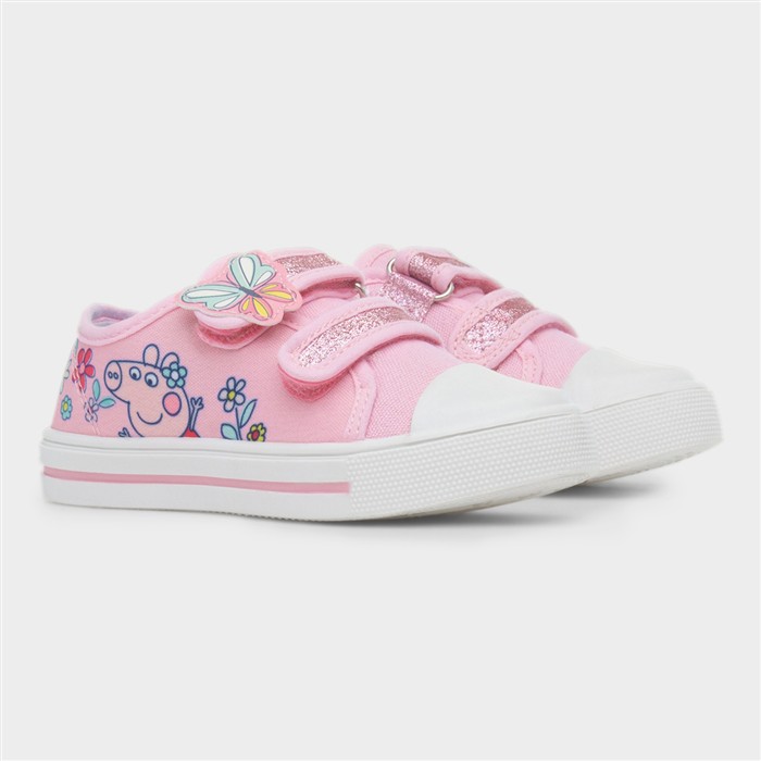 Kids Pink Easy Fasten Glitter Canvas