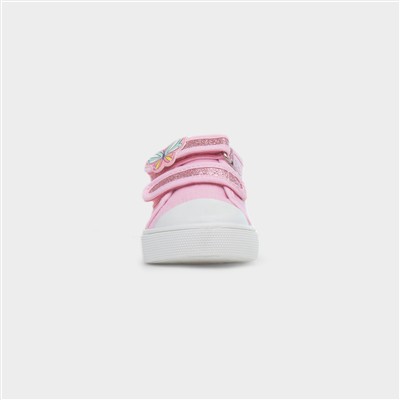 Kids Pink Easy Fasten Glitter Canvas