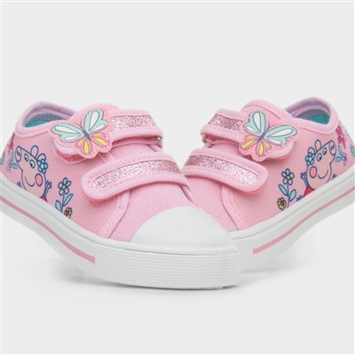 Kids Pink Easy Fasten Glitter Canvas