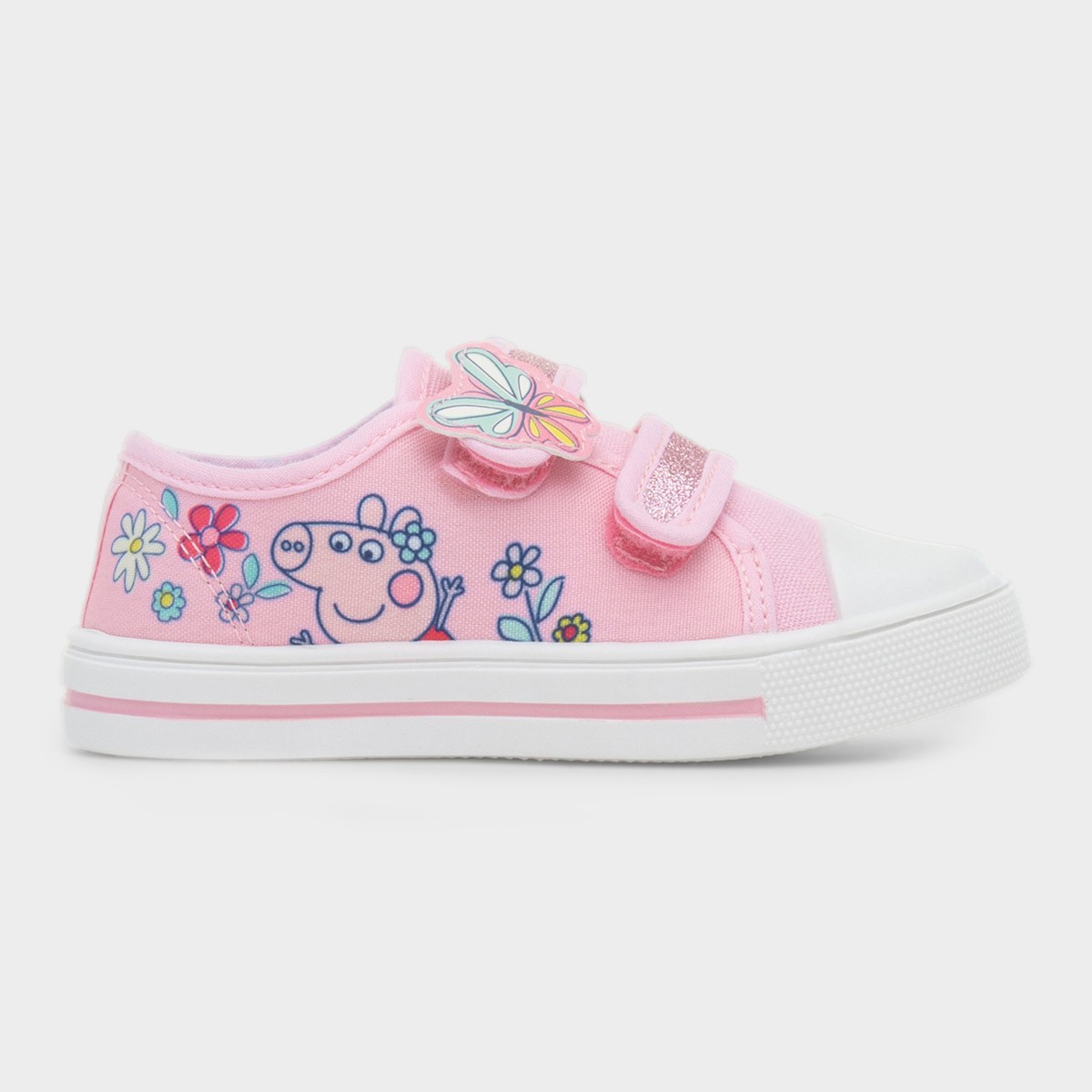 Kids Pink Easy Fasten Glitter Canvas