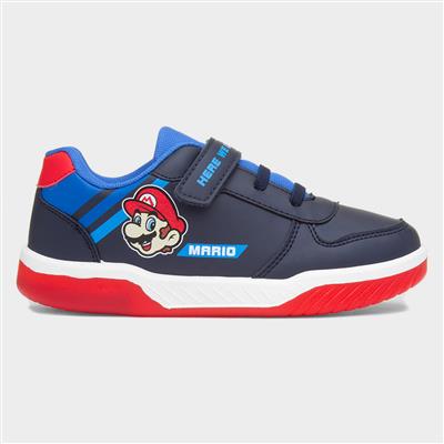 Kids Navy Easy Fasten Light Up Trainer