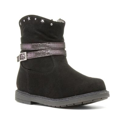 Girls Black Ankle Boot with Buckle