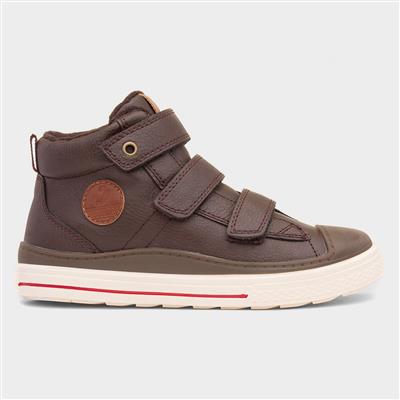 Kids Brown Easy Fasten Ankle Boot