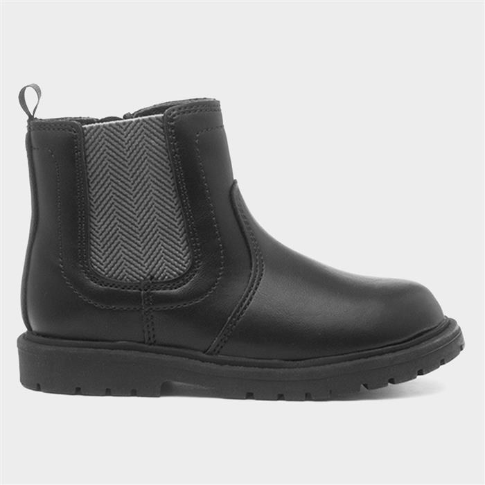 Jim Boys Black Zip Up Chelsea Ankle Boot