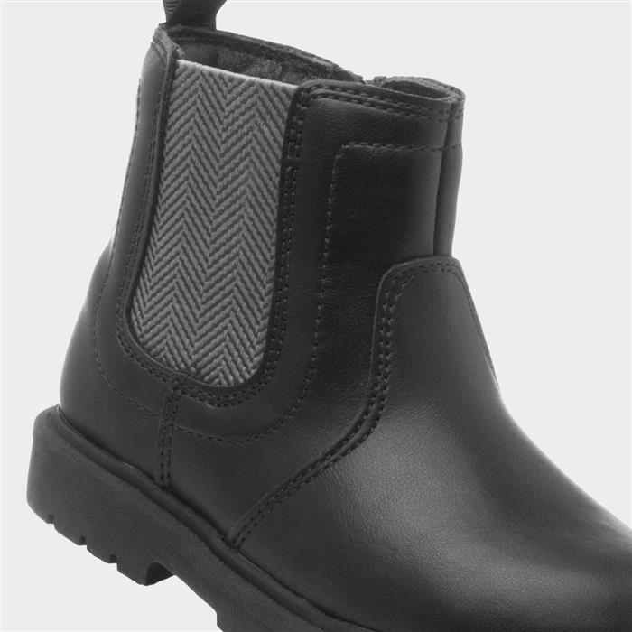 Jim Boys Black Zip Up Chelsea Ankle Boot