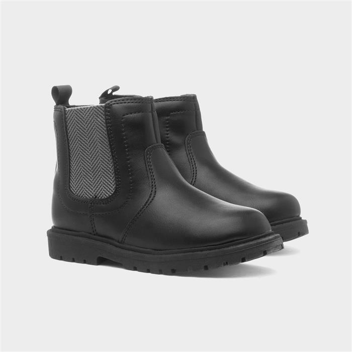 Jim Boys Black Zip Up Chelsea Ankle Boot