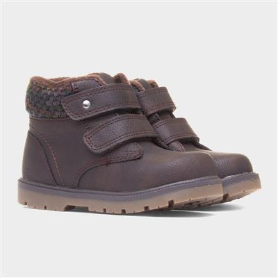 Lincoln Boys Brown Easy Fasten Boot