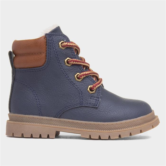 Logan Boys Navy Lace Up Ankle Boot