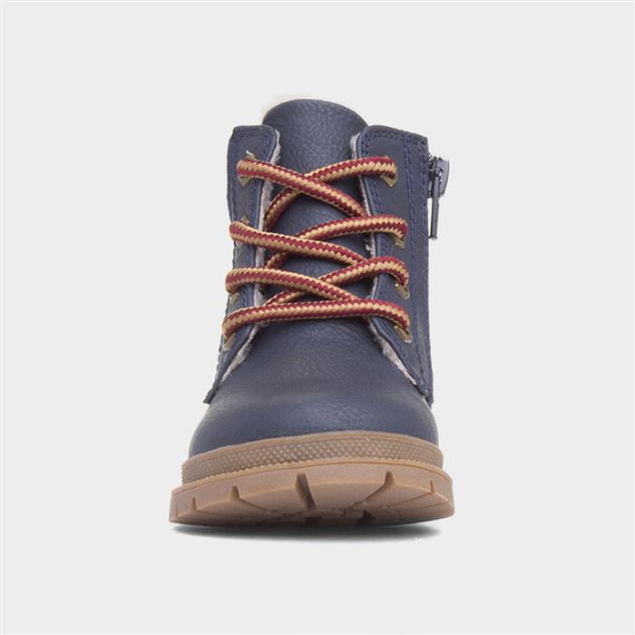 Logan Boys Navy Lace Up Ankle Boot