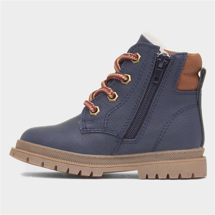Logan Boys Navy Lace Up Ankle Boot