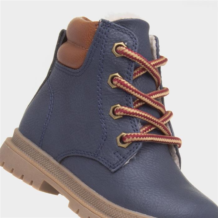 Logan Boys Navy Lace Up Ankle Boot
