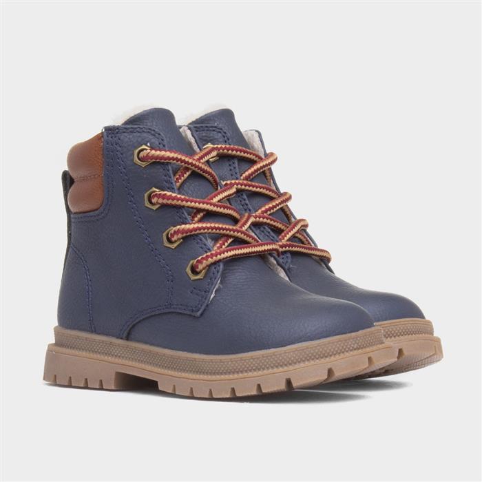 Logan Boys Navy Lace Up Ankle Boot