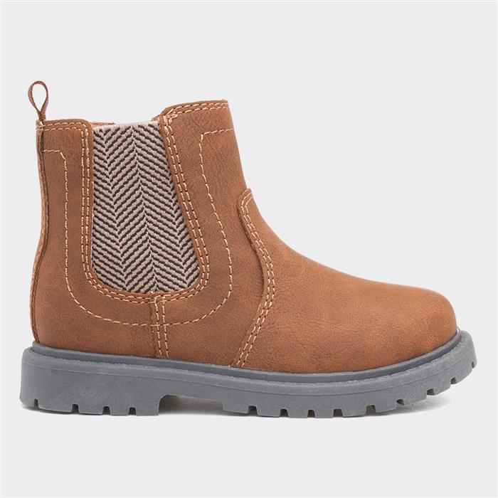 Jim Boys Tan Zip Up Chelsea Ankle Boot