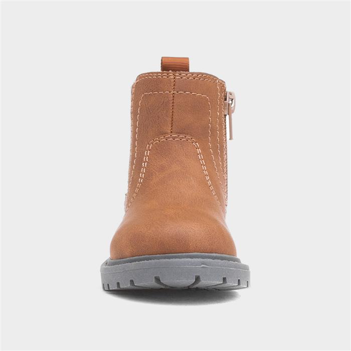 Jim Boys Tan Zip Up Chelsea Ankle Boot