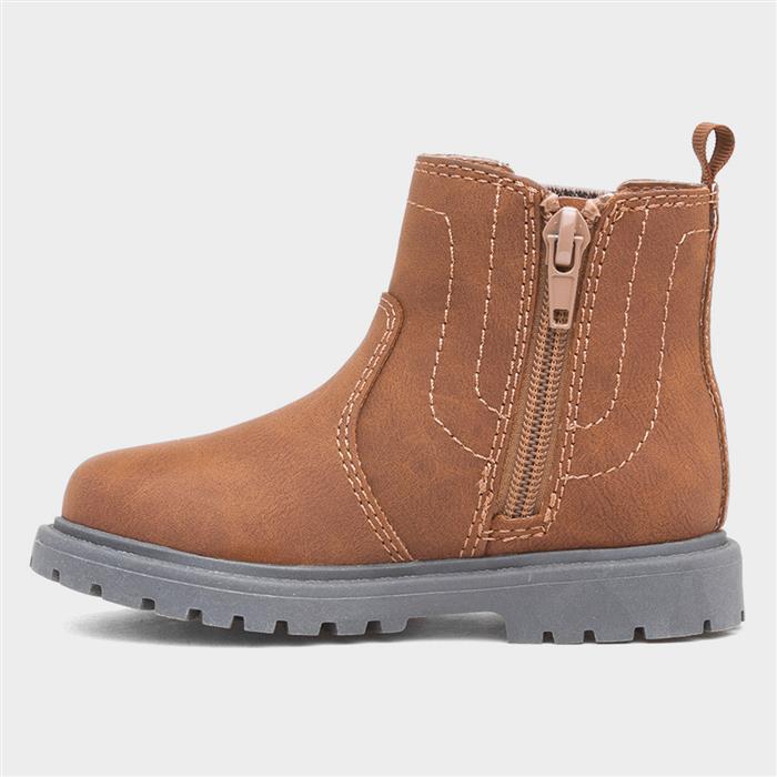 Jim Boys Tan Zip Up Chelsea Ankle Boot