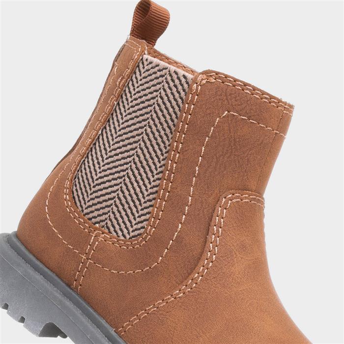 Jim Boys Tan Zip Up Chelsea Ankle Boot