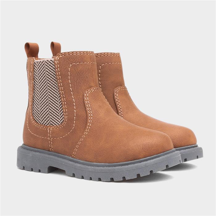 Jim Boys Tan Zip Up Chelsea Ankle Boot