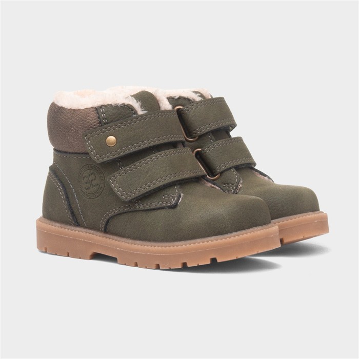 Liam Kids Khaki Easy Fasten Ankle Boot