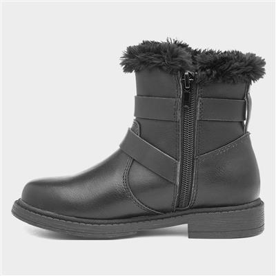 Walkright Girls Black Buckle Ankle Boot-281001 | Shoe Zone