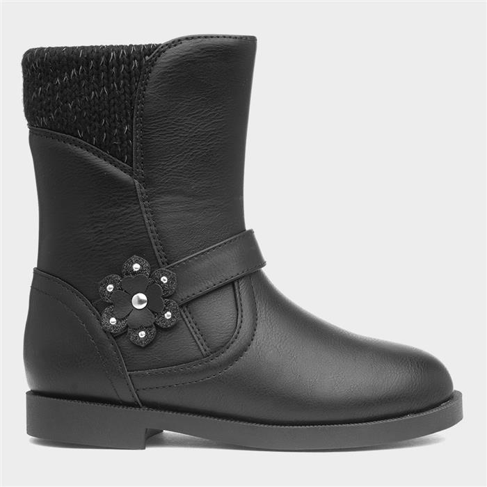 Frances Girls Black Zip Up Ankle Boot
