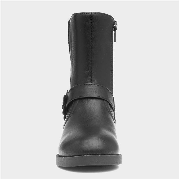 Frances Girls Black Zip Up Ankle Boot