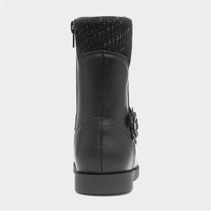 Frances Girls Black Zip Up Ankle Boot