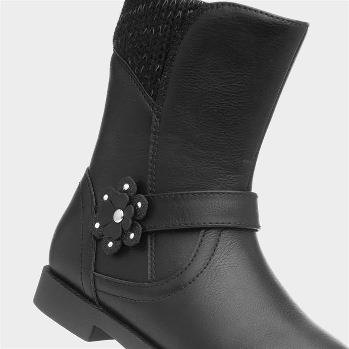 Frances Girls Black Zip Up Ankle Boot