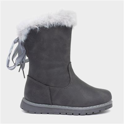 Snuggle Girls Grey Boot with Faux Fur