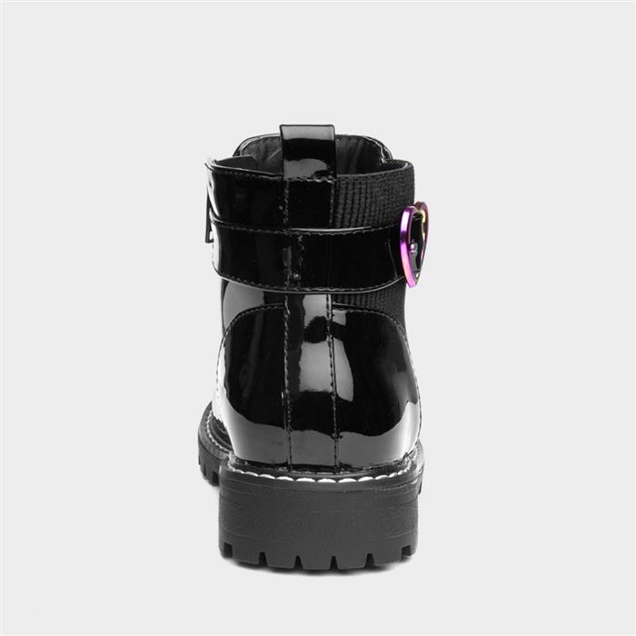 Liana Girls Black Zip Up Patent Boot
