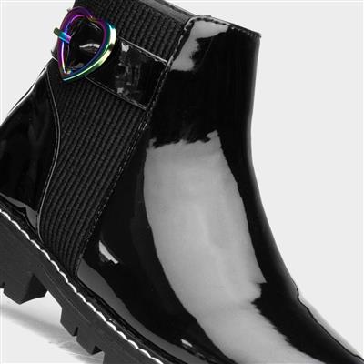 Liana Girls Black Patent Chelsea Boot