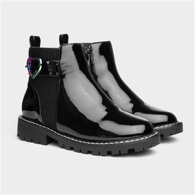 Liana Girls Black Patent Chelsea Boot