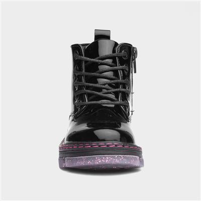 Emily Girls Black Glitter Sole Boots