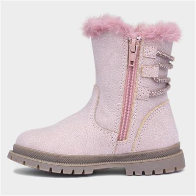 Lexi Girls Pink Faux Fur Boot