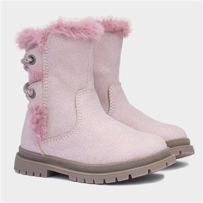 Lexi Girls Pink Faux Fur Boot