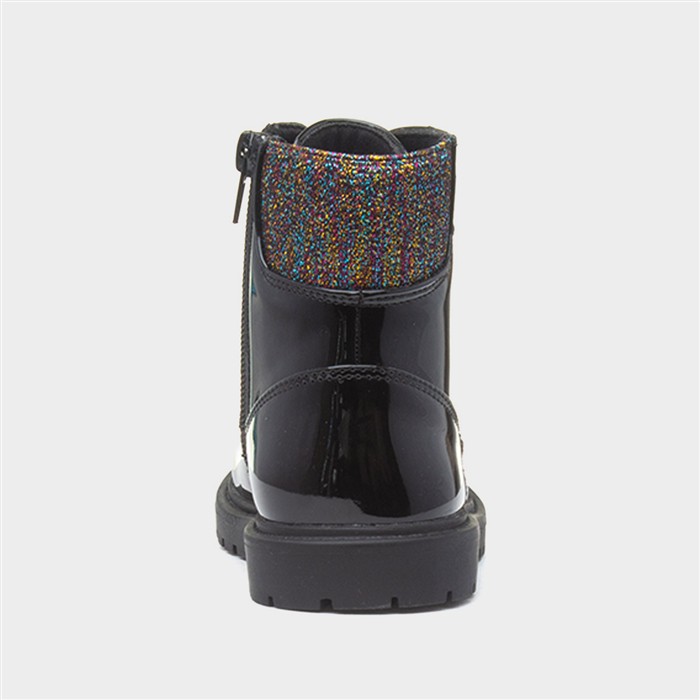 Emma Girls Black Patent Zip Ankle Boot
