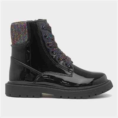 Emma Girls Black Patent Ankle Boot