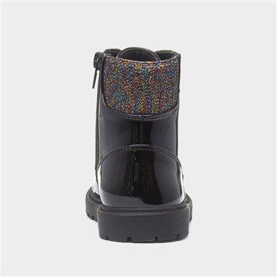 Emma Girls Black Patent Ankle Boot