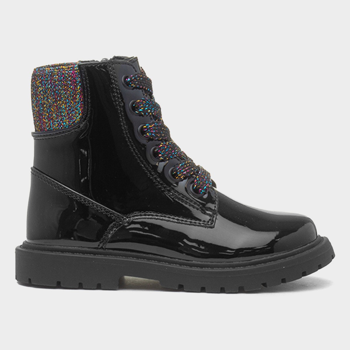 Emma Girls Black Patent Ankle Boot