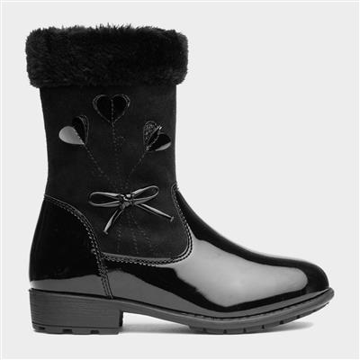 Walkright Leslie Kids Black Patent Calf Boot-281037 | Shoe Zone