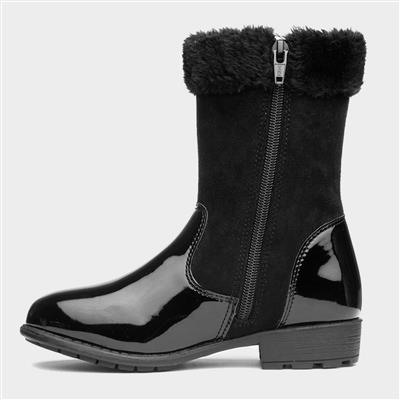 Leslie Girls Black Patent Calf Boot