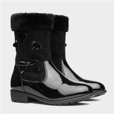 Leslie Girls Black Patent Calf Boot