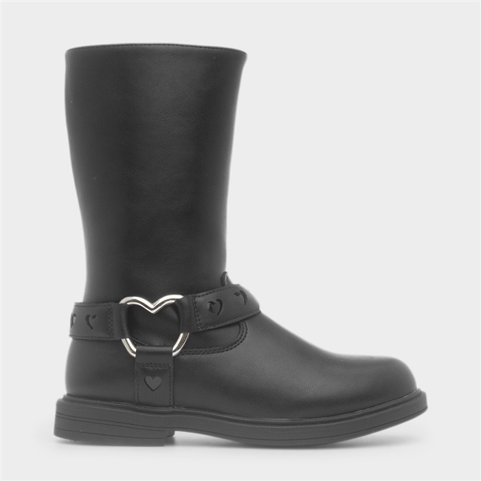Eloise Girls Black Zip Up Calf Boot