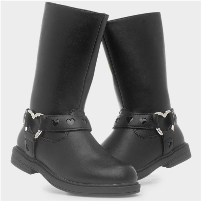Eloise Girls Black Zip Up Calf Boot